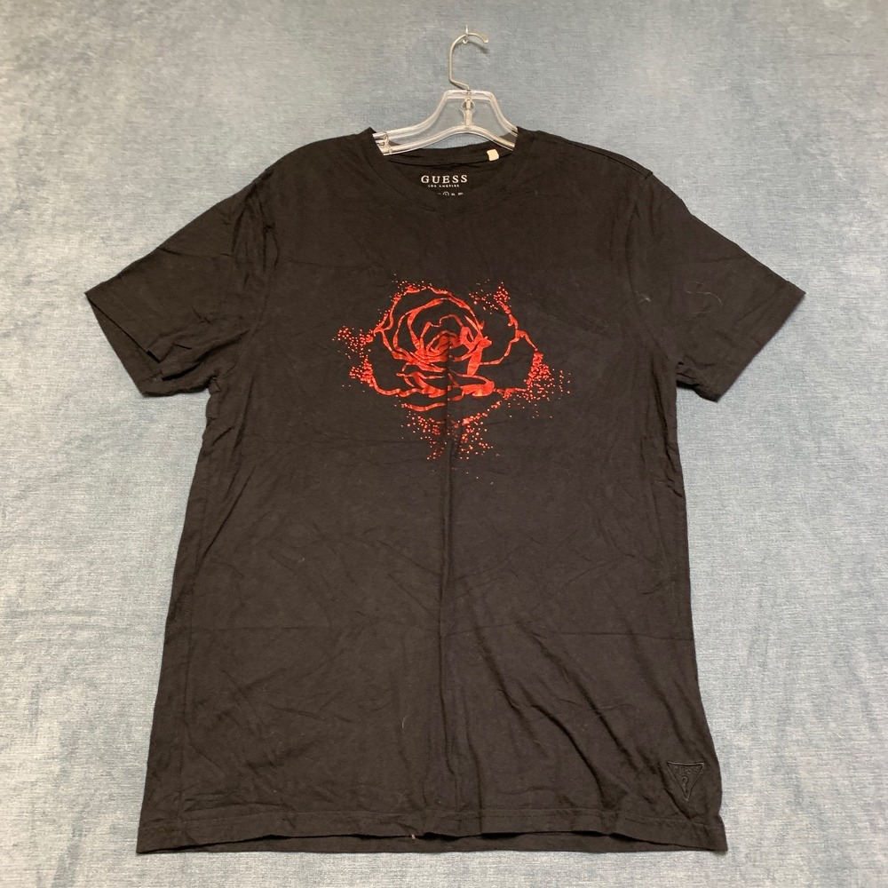 Guess T Shirt Mens Large Black Graphic Print Short Sleeve Crew Neck Pullover Tee - Picture 1 of 16